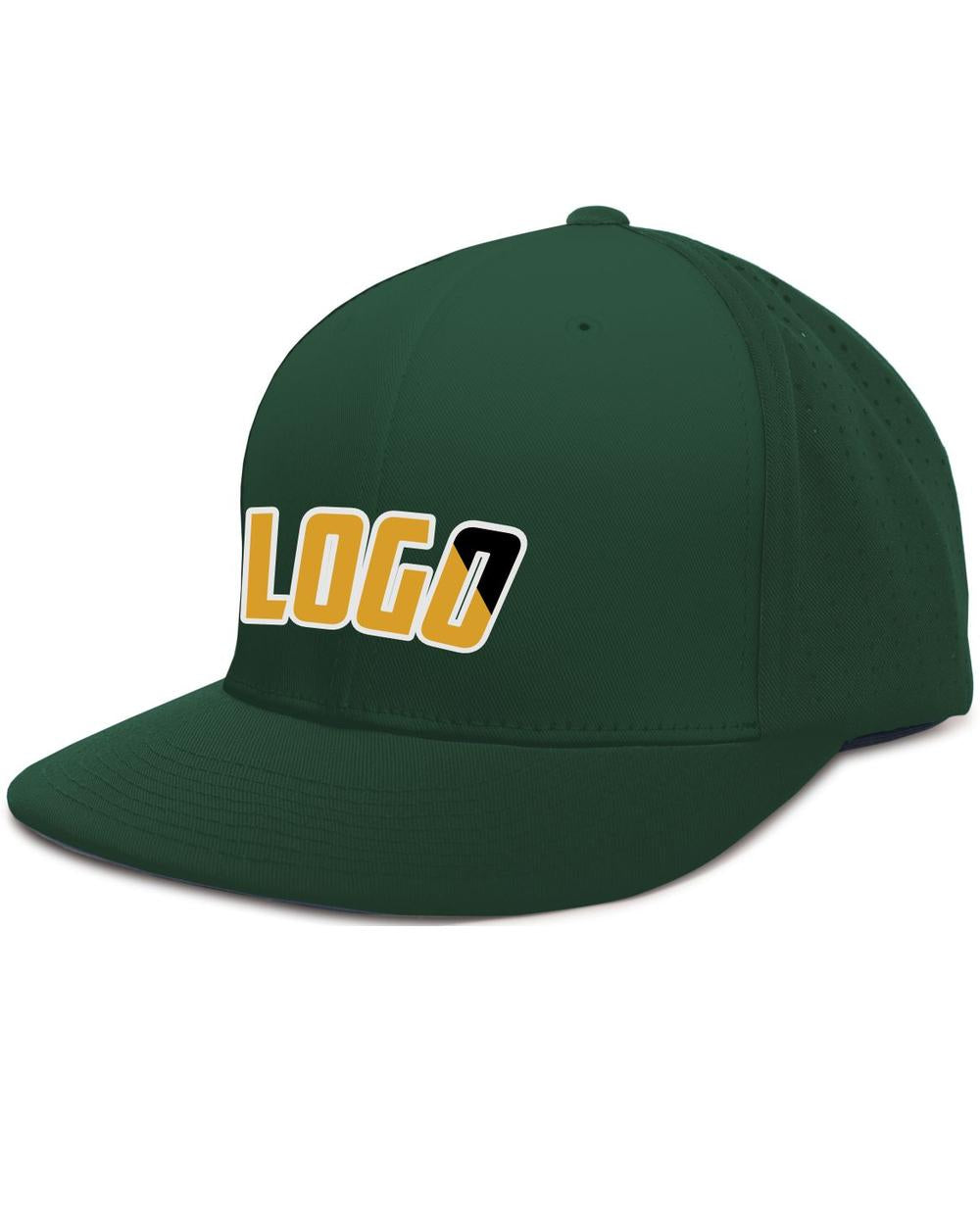 Pacific Perforated F3 Performance FlexFit Flat Custom Cap, color: Dark Green