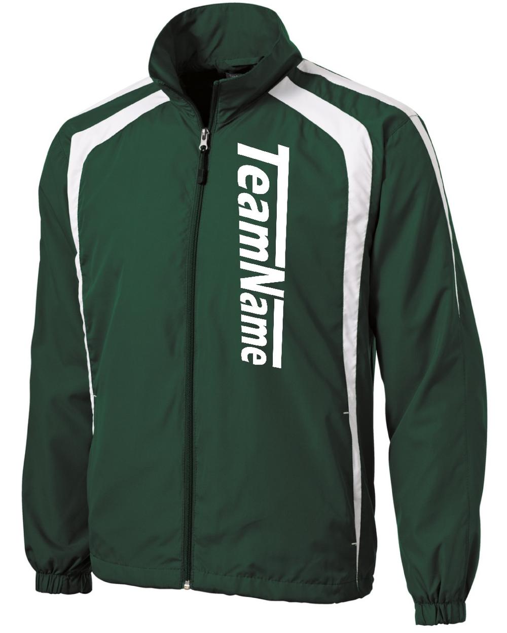 Sport-TEK ColorBlock Raglan Custom Warmup Jacket, color: Forest Green/White