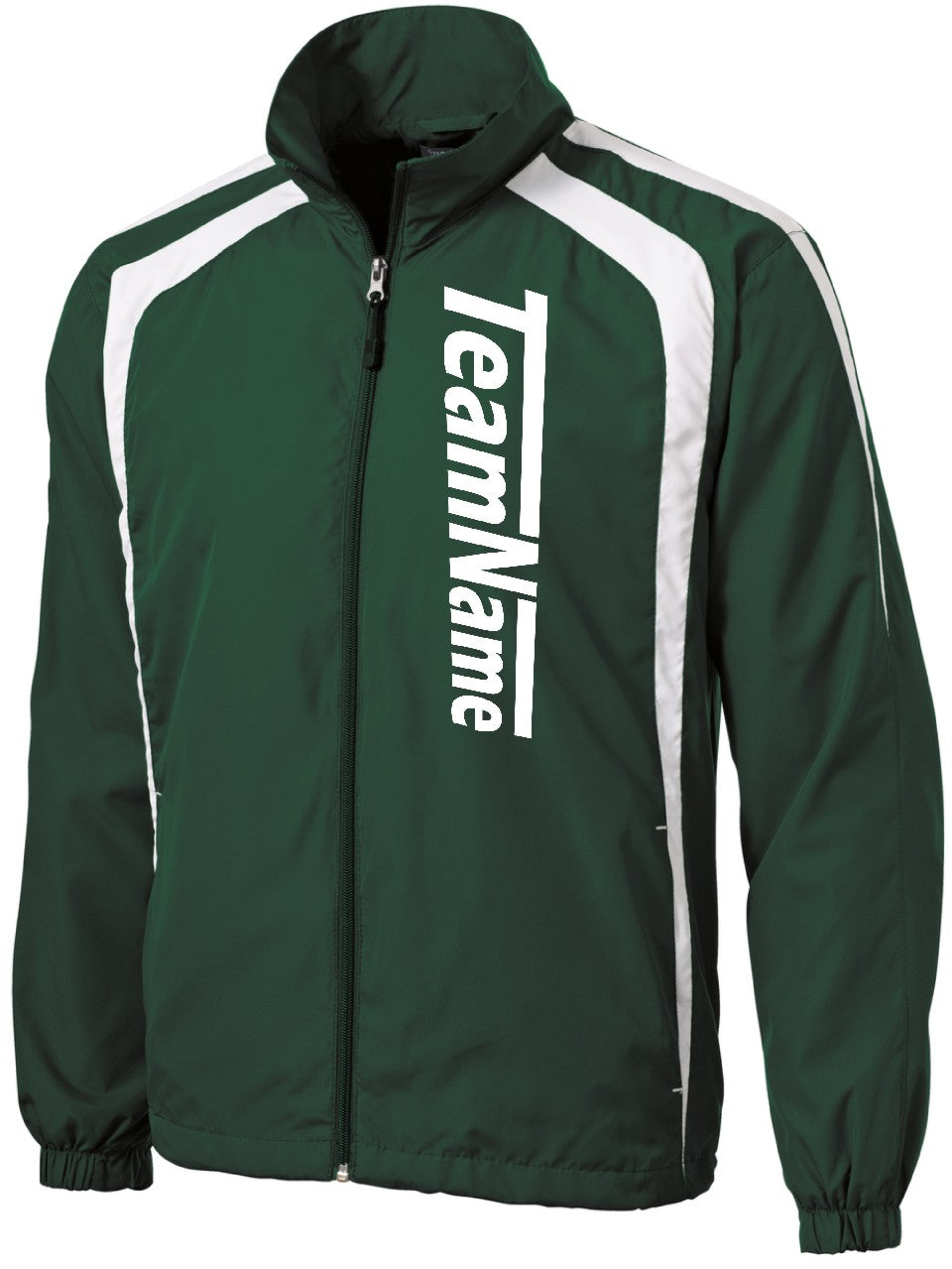 JST60WD Men's ColorBlock Raglan Custom Warmup Jacket, color: Forest Green/White