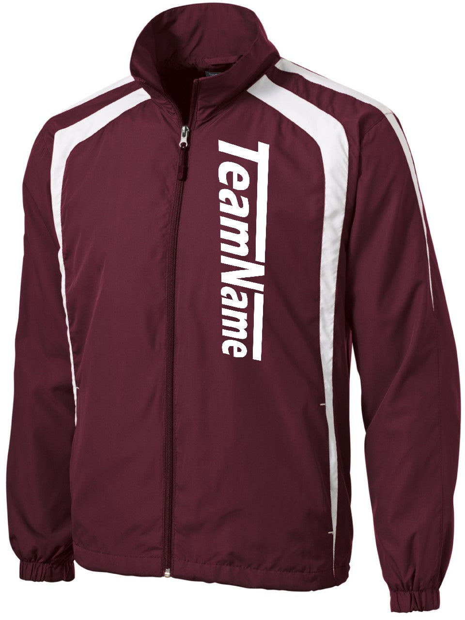 JST60WD Men's ColorBlock Raglan Custom Warmup Jacket, color: Maroon/White