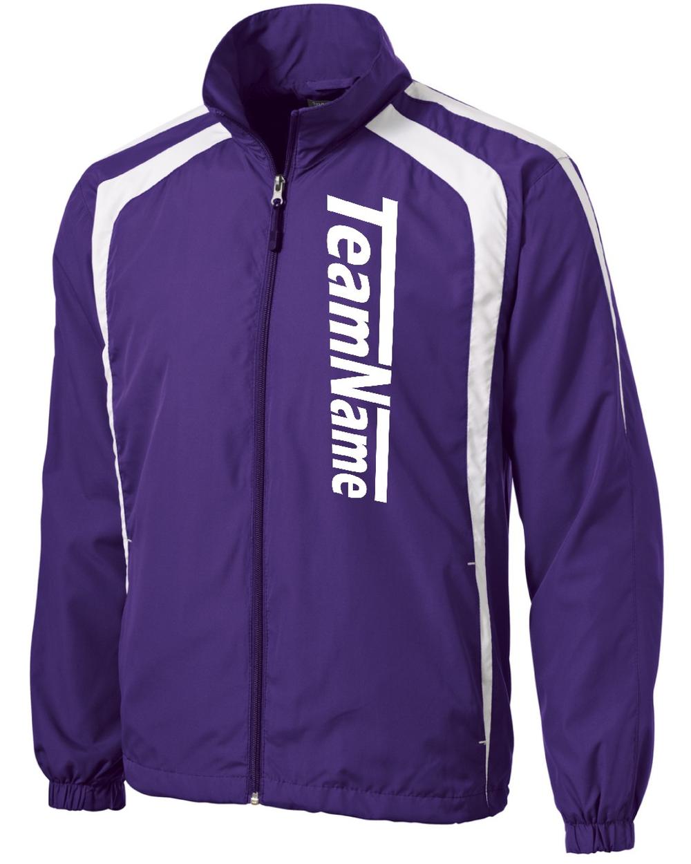 Sport-TEK ColorBlock Raglan Custom Warmup Jacket, color: Purple/White