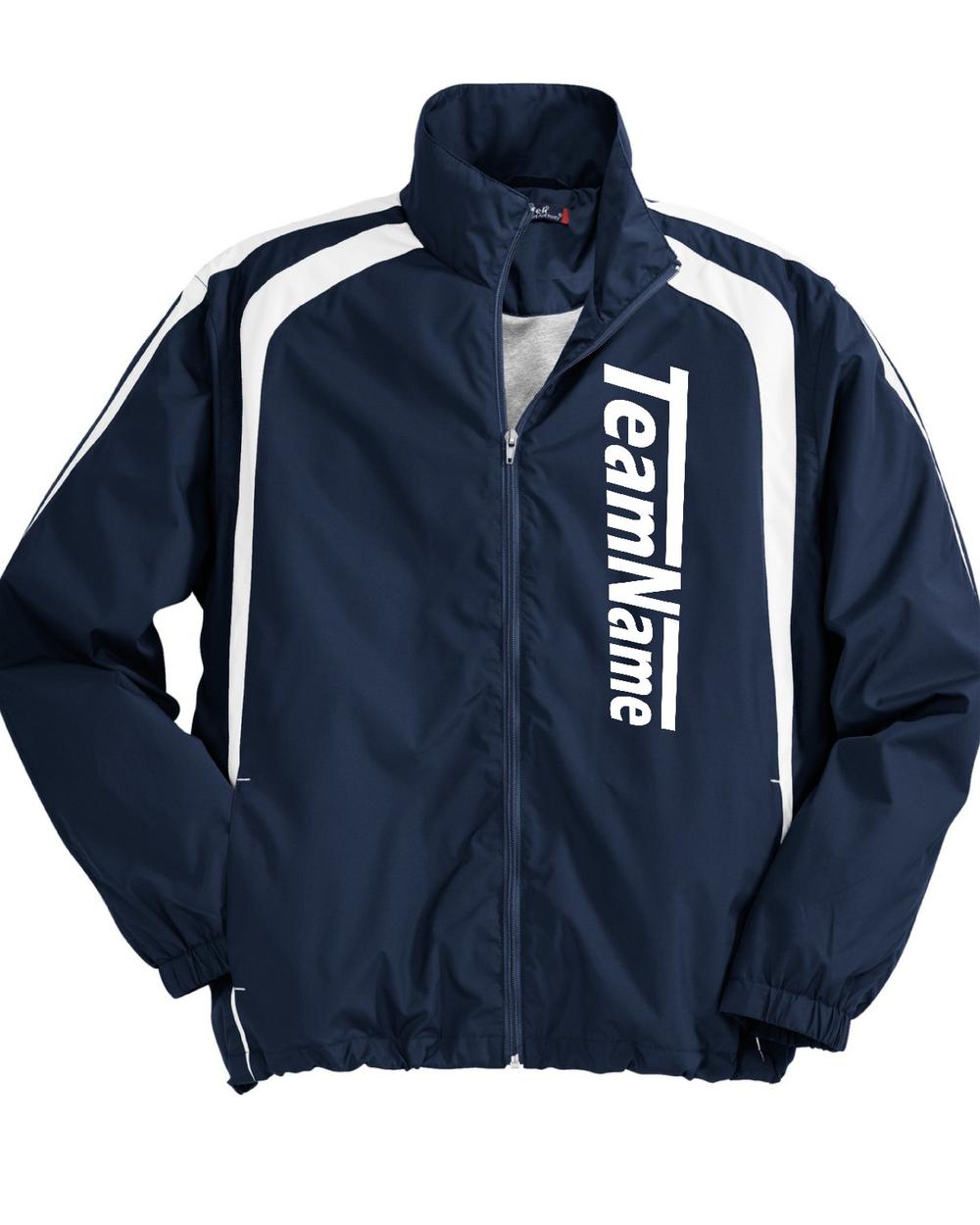 Sport-TEK ColorBlock Raglan Custom Warmup Jacket, color: True Navy/White