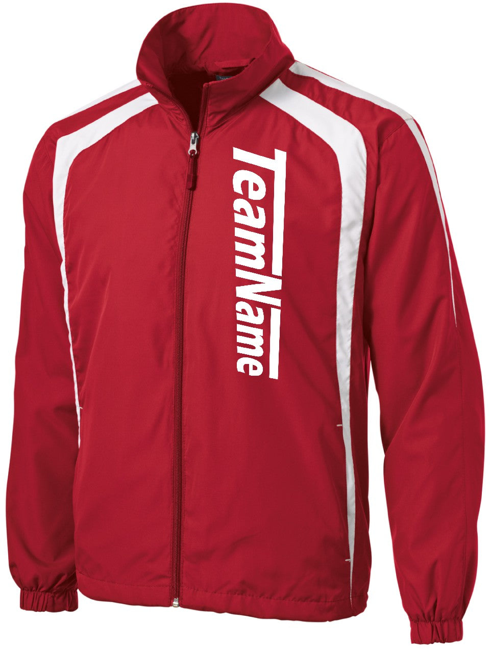 JST60WD Men's ColorBlock Raglan Custom Warmup Jacket, color: True Red/White