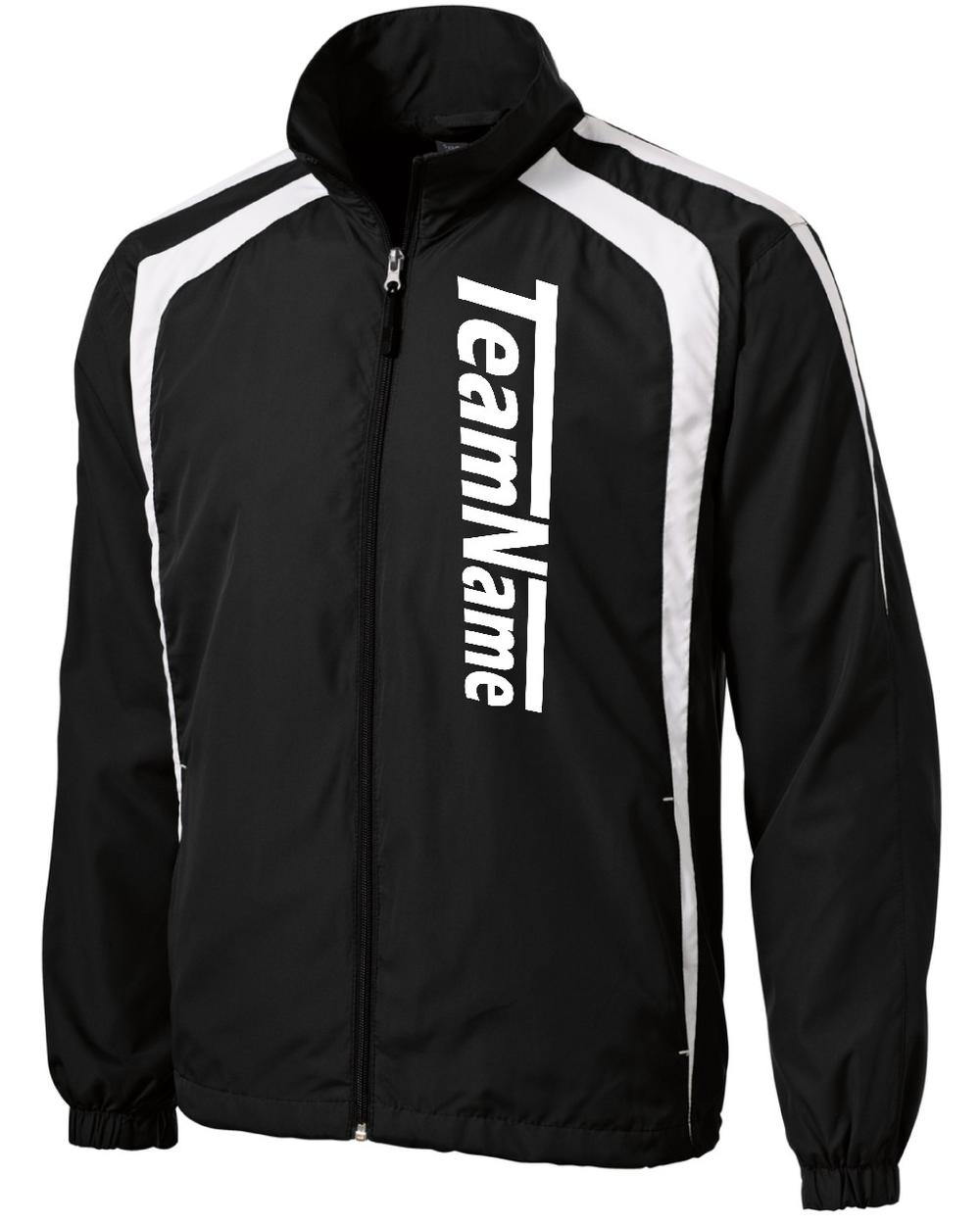 Sport-TEK ColorBlock Raglan Custom Warmup Jacket, color: Black/White