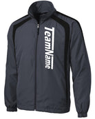 Sport-TEK ColorBlock Raglan Custom Warmup Jacket, color: Graphite Grey/Black