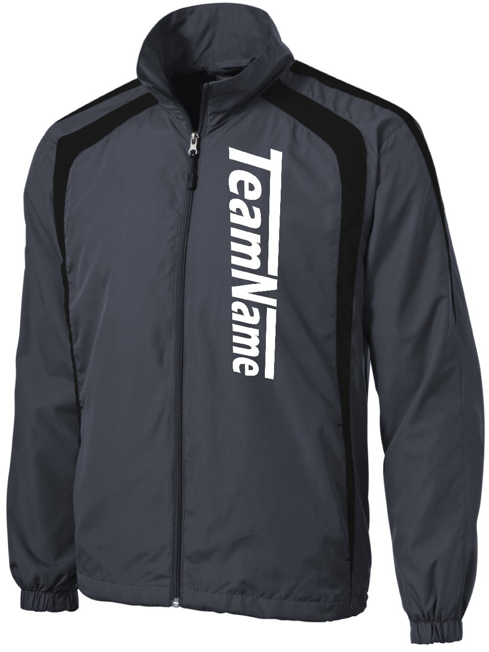 JST60WD Men's ColorBlock Raglan Custom Warmup Jacket, color: Graphite Grey/Black