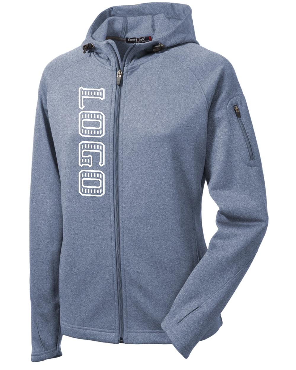 Sport-TEK Women's Tech Fleece Custom Hooded Jacket, color: Grey Heather