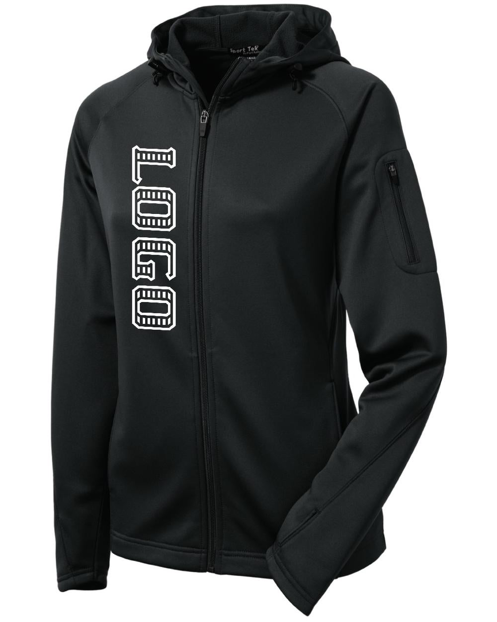 Sport-TEK Women's Tech Fleece Custom Hooded Jacket, color: Black