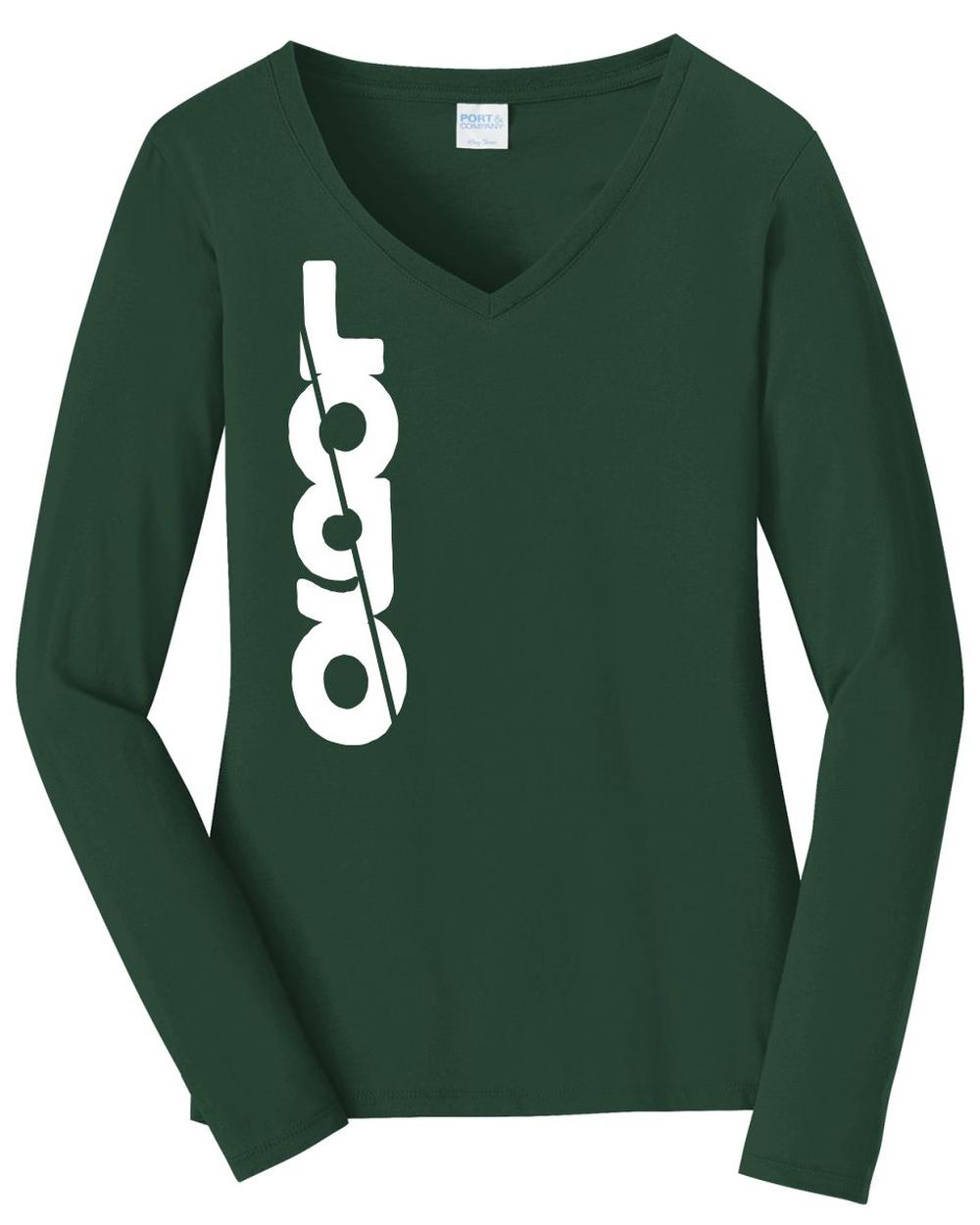 P&C Women's Fan Favorite L/S V-Neck Custom T-Shirt, color: Forest Green