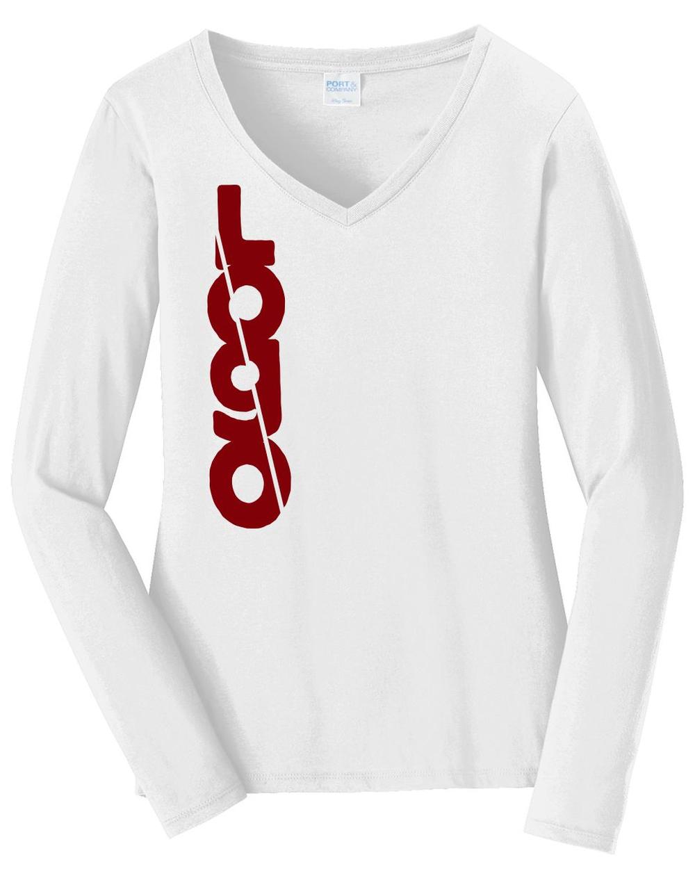 P&C Women's Fan Favorite L/S V-Neck Custom T-Shirt, color: White
