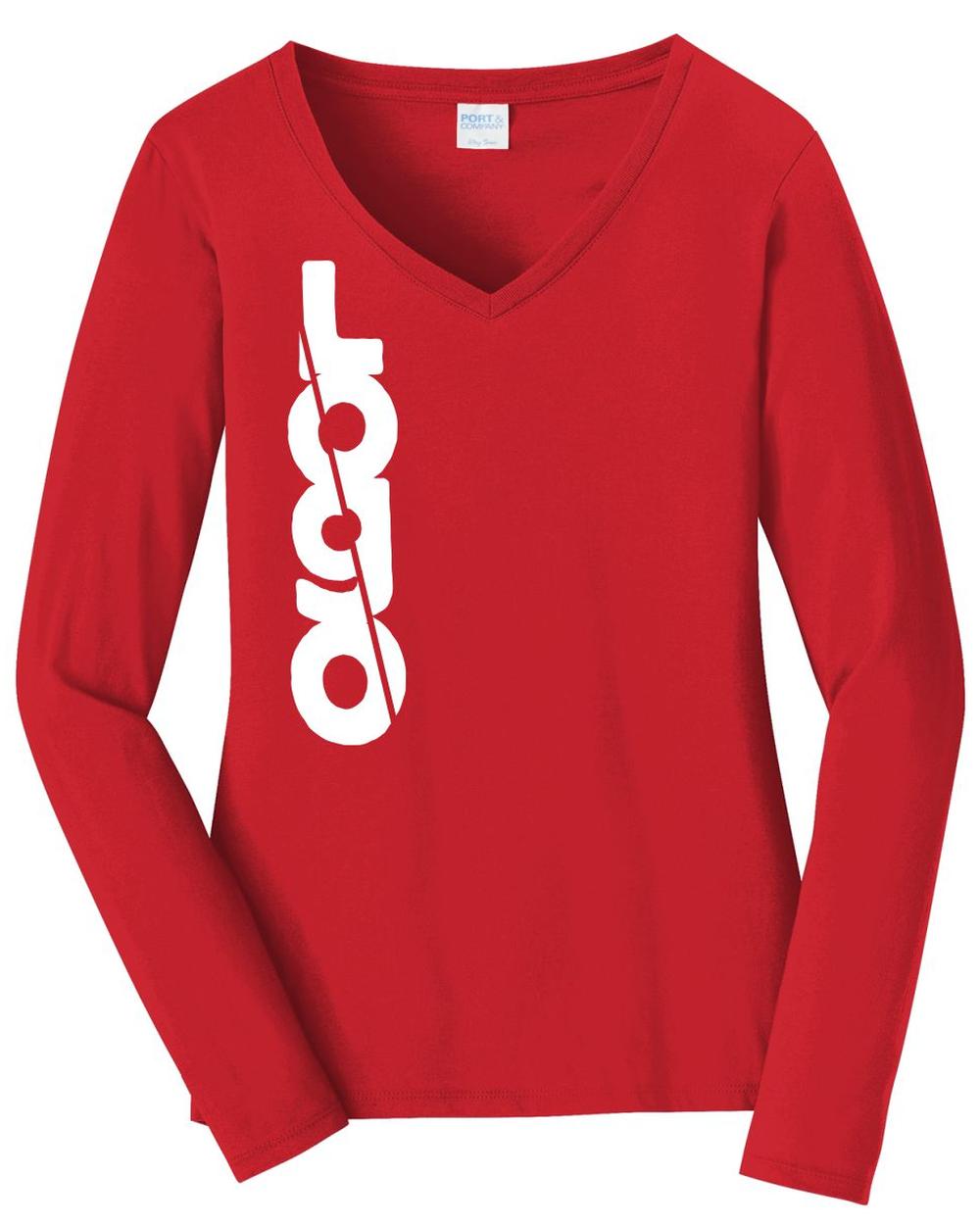 P&C Women's Fan Favorite L/S V-Neck Custom T-Shirt, color: Bright Red