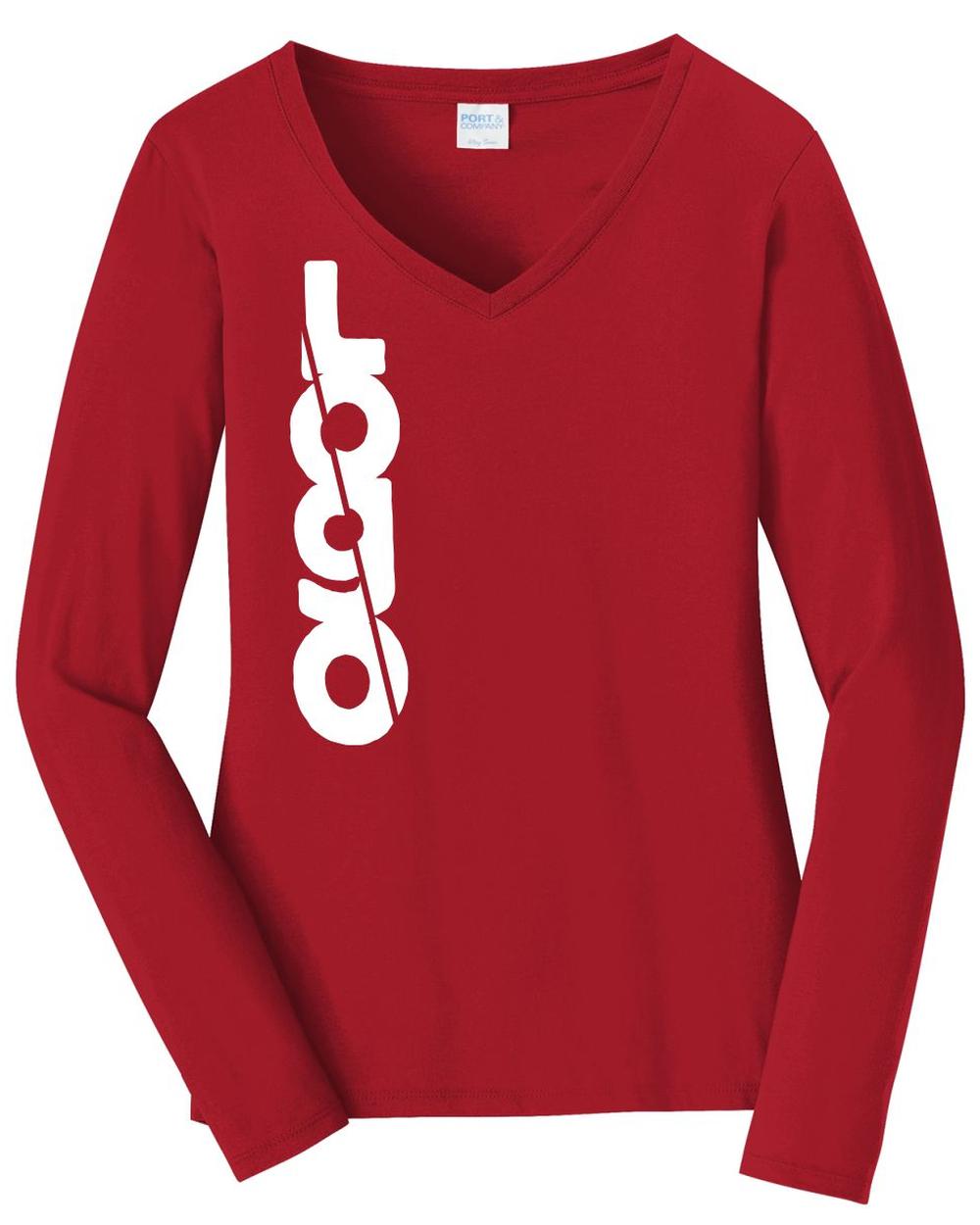 P&C Women's Fan Favorite L/S V-Neck Custom T-Shirt, color: Team Cardinal