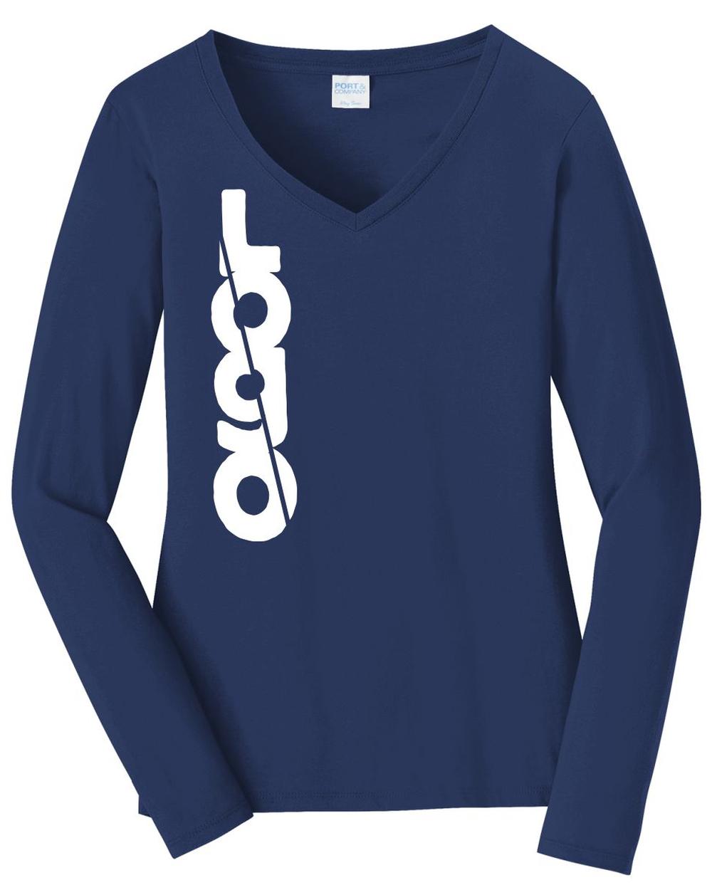 P&C Women's Fan Favorite L/S V-Neck Custom T-Shirt, color: Team Navy