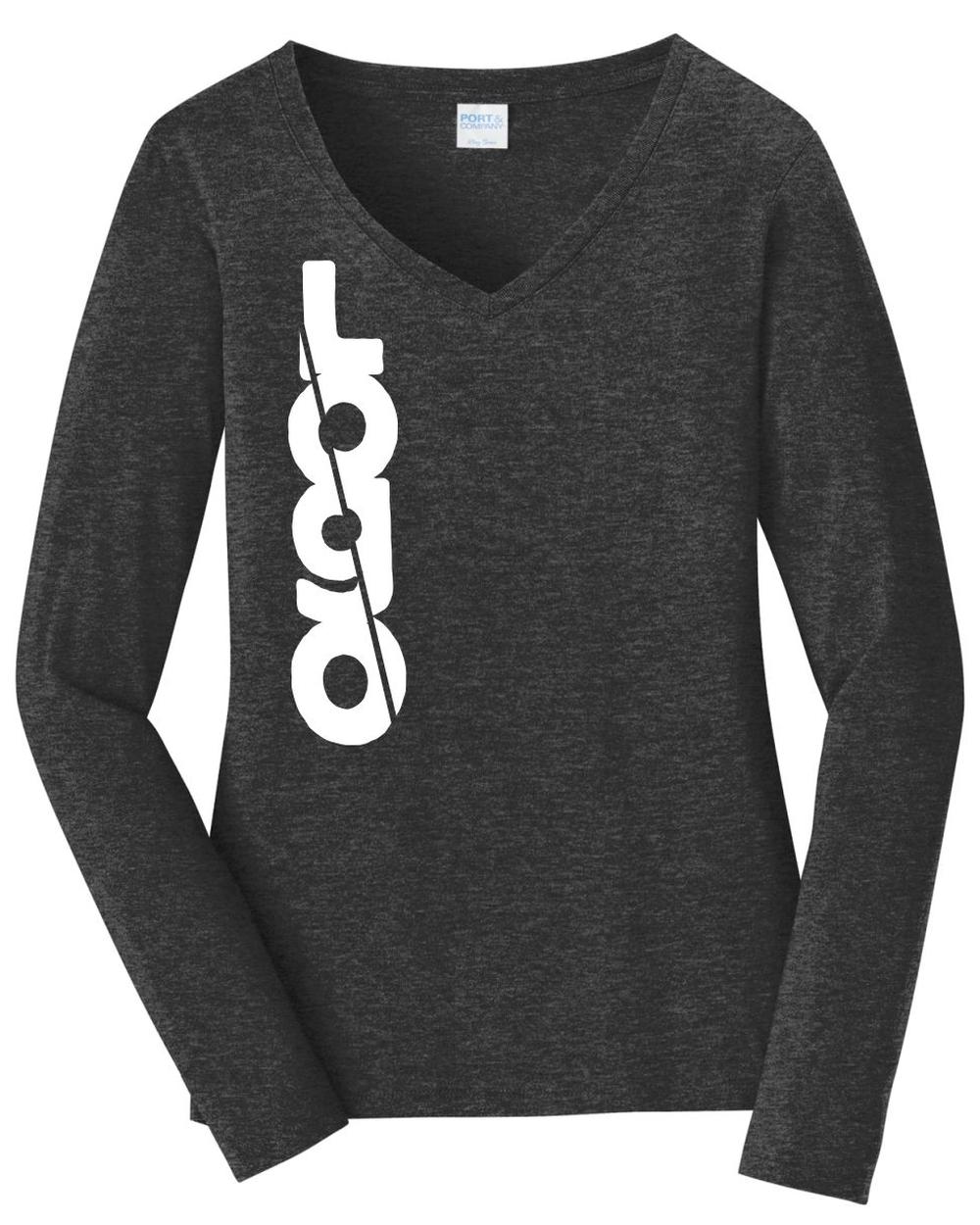 P&C Women's Fan Favorite L/S V-Neck Custom T-Shirt, color: Dark Heather Grey