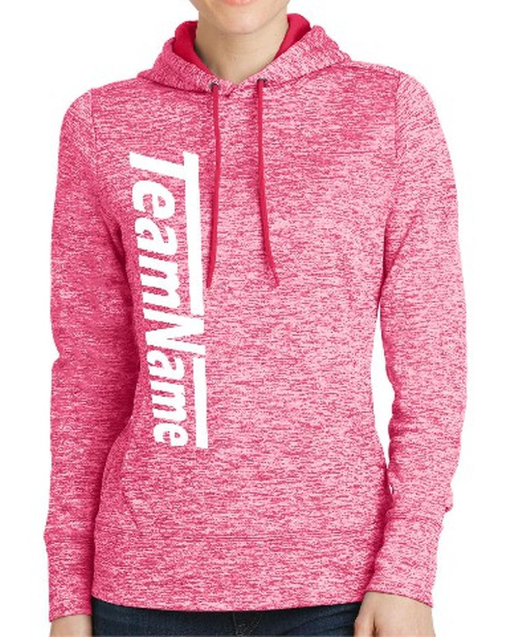 Sport-TEK Women's Electric Heather Fleece Hooded Custom Sweatshirt, color: Power Pink Electric