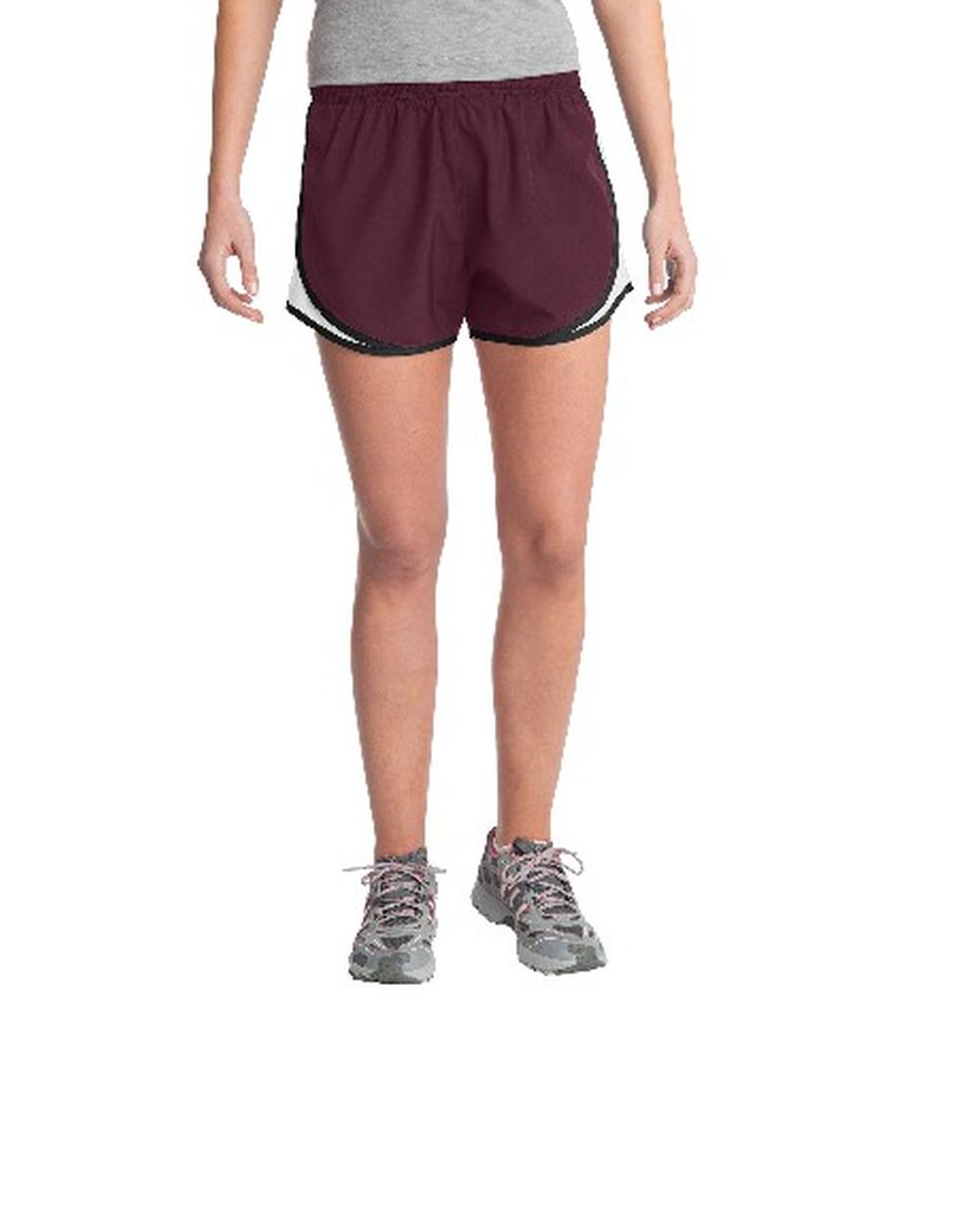 Sport-TEK Women's 3" Cadence Short, color: Maroon/White/Black