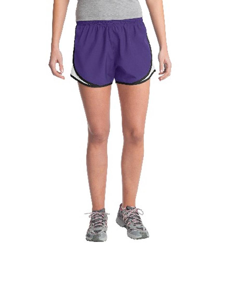 Sport-TEK Women's 3" Cadence Short, color: Purple/White/Black