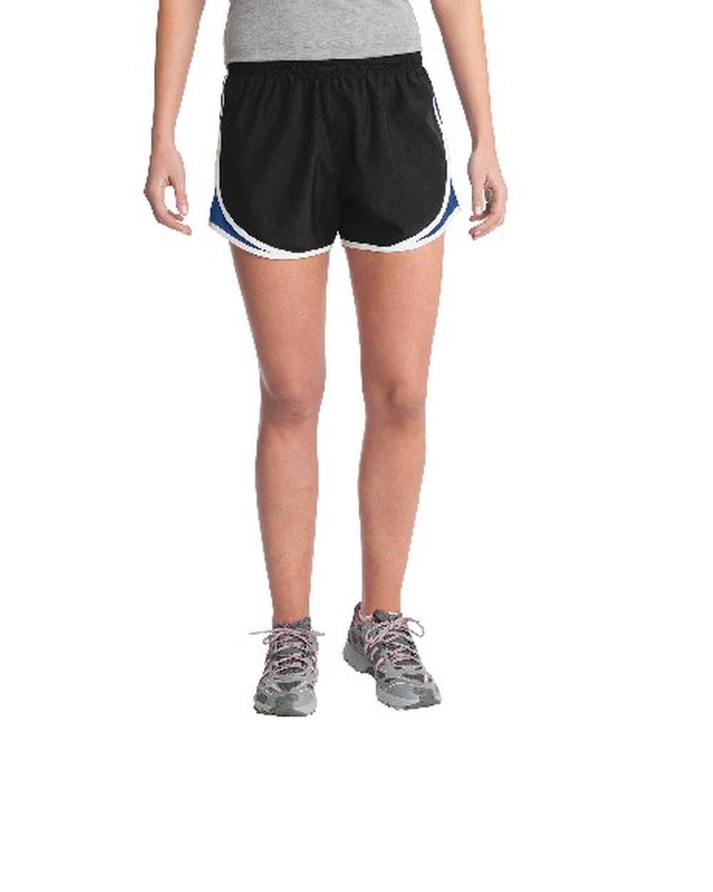 Sport-TEK Women's 3" Cadence Short, color: Black/True Royal/White
