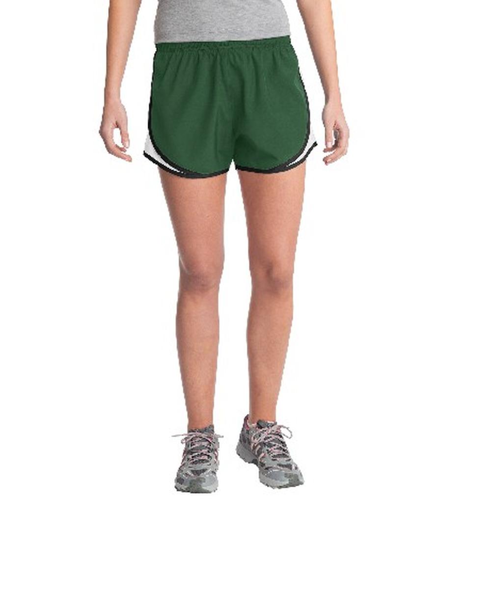 Sport-TEK Women's 3" Cadence Short, color: Forest Green/White/Black