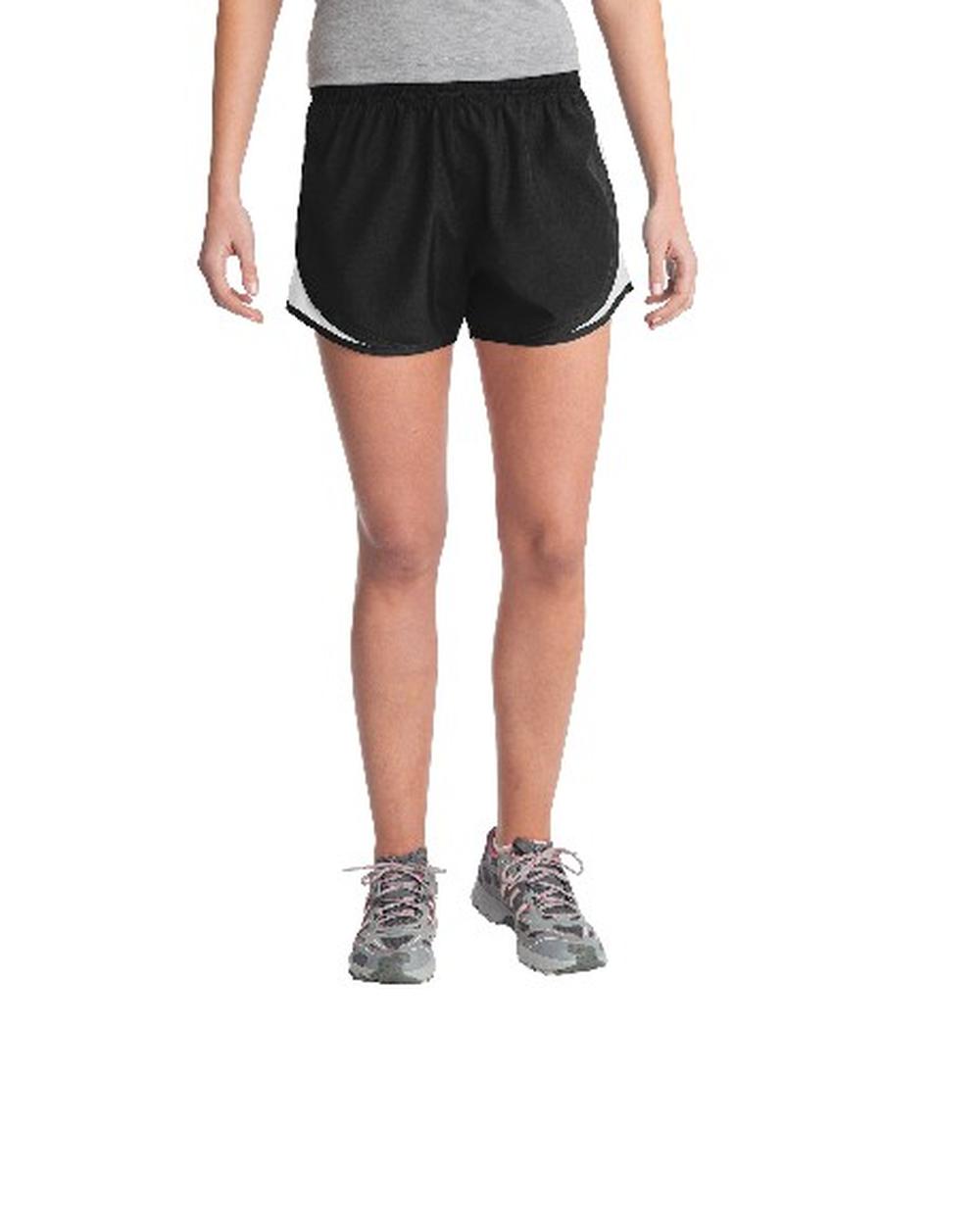 Sport-TEK Women's 3" Cadence Short, color: Black/White/Black