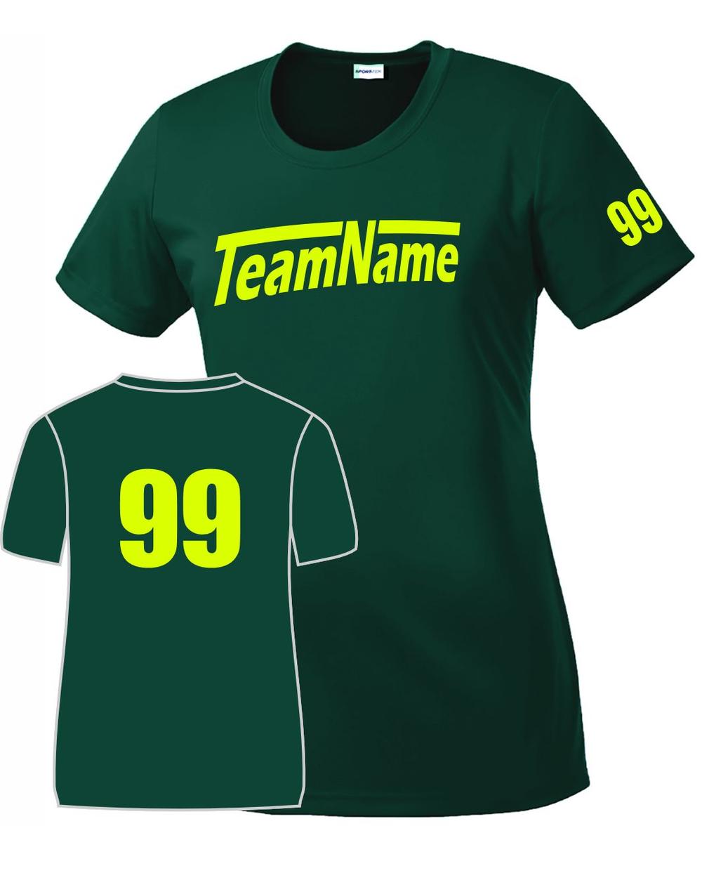 Sport-TEK Women's Custom Performance T-Shirt, color: Forest Green