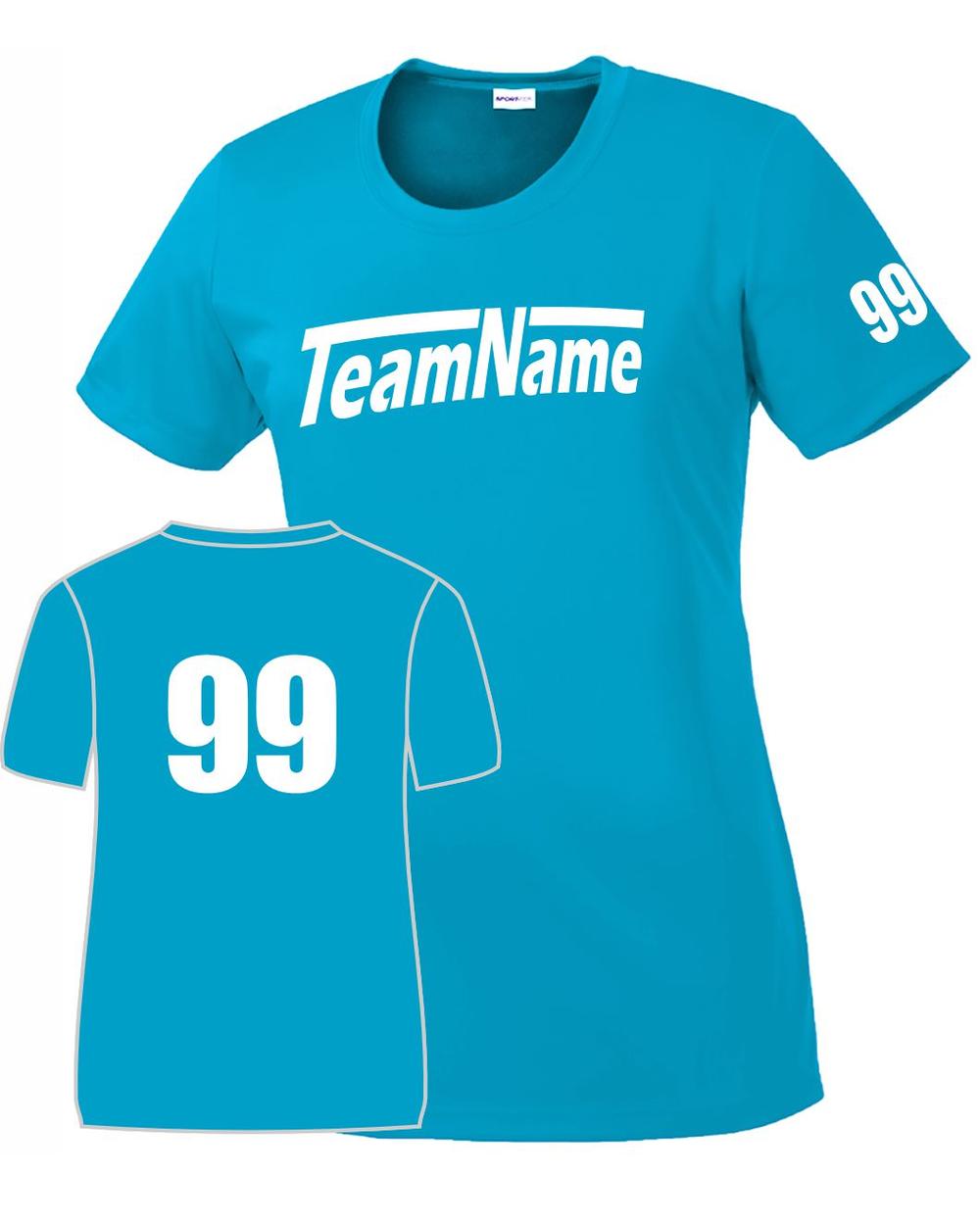 Sport-TEK Women's Custom Performance T-Shirt, color: Atomic Blue