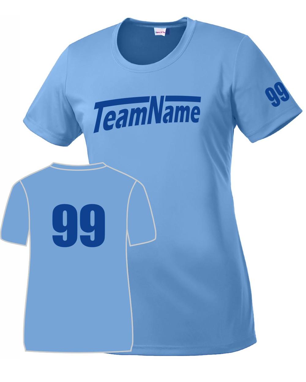 Sport-TEK Women's Custom Performance T-Shirt, color: Carolina Blue