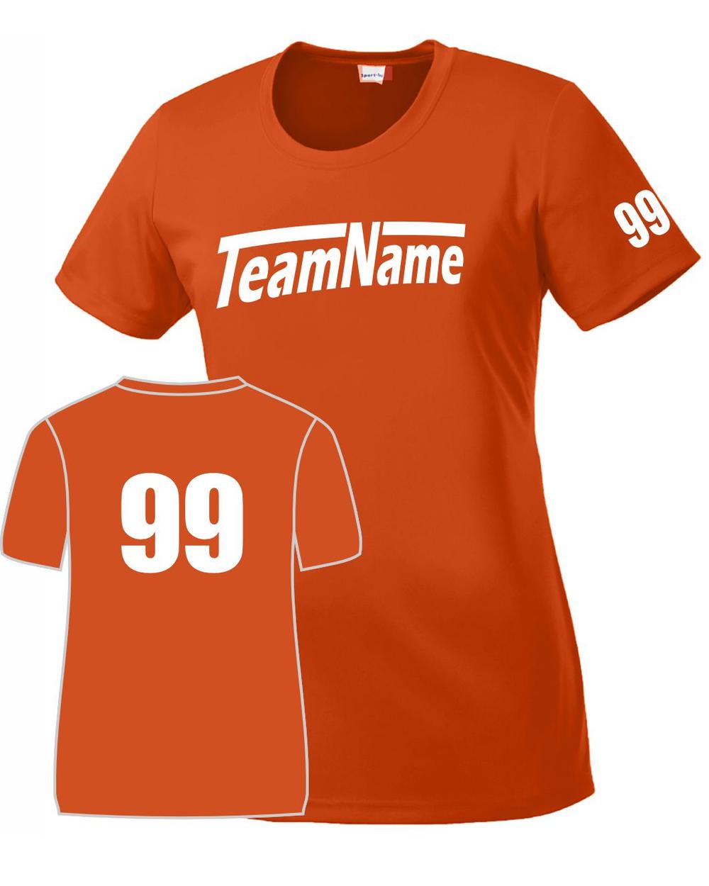 Sport-TEK Women's Custom Performance T-Shirt, color: Deep Orange