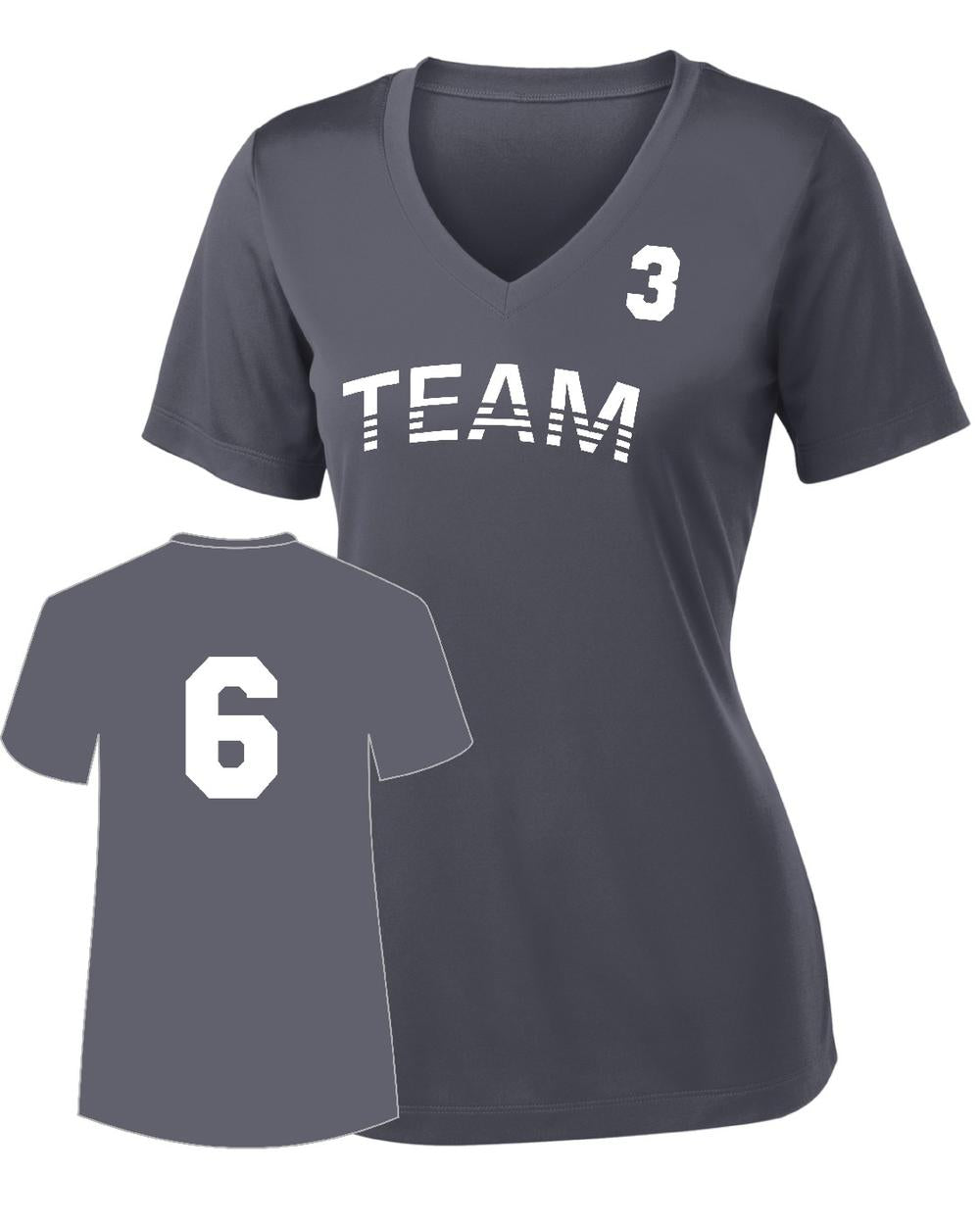 Sport-TEK Women's PosiCharge Competitor Custom V-Neck T-Shirt, color: Iron Grey