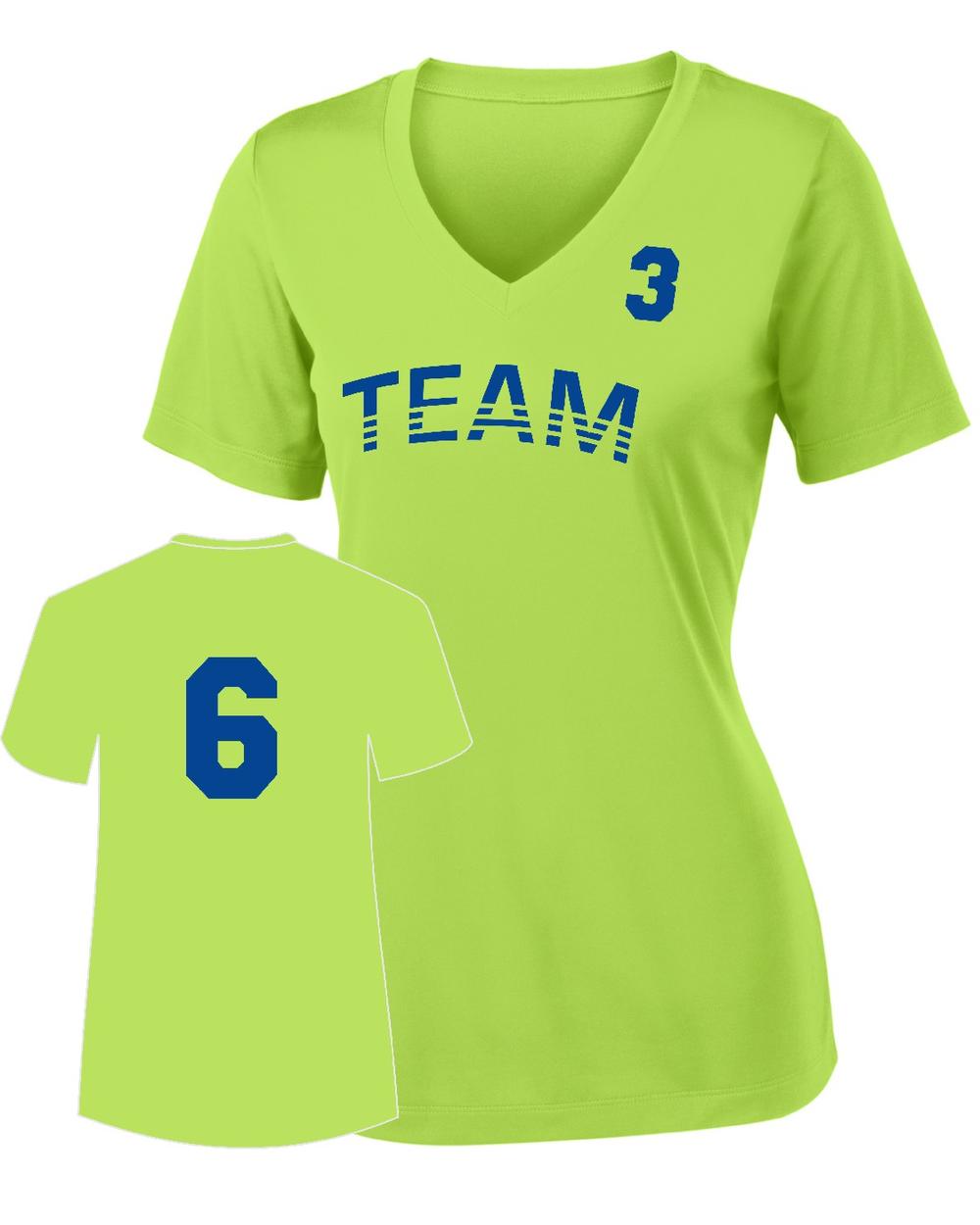 Sport-TEK Base Custom Performance V-Neck Jersey, color: Lime Shock