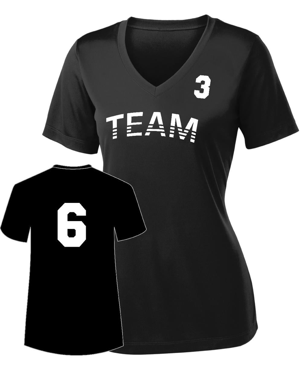 Sport-TEK Women's PosiCharge Competitor Custom V-Neck T-Shirt, color: Black