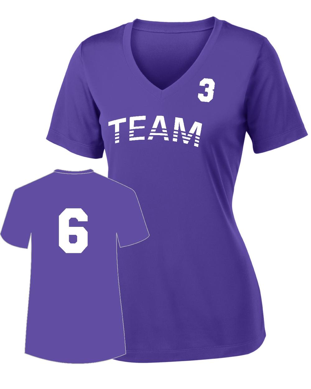 Sport-TEK Women's PosiCharge Competitor Custom V-Neck T-Shirt, color: Purple