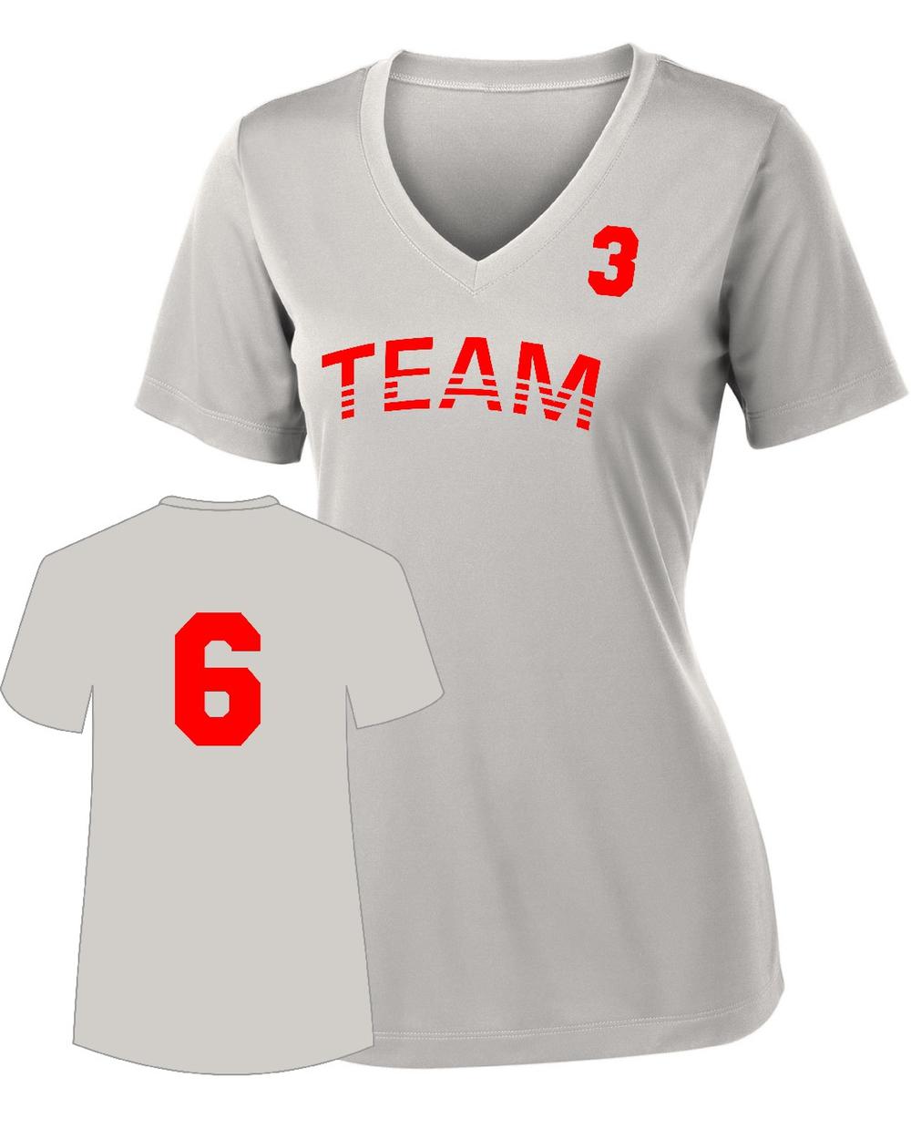 Sport-TEK Base Custom Performance V-Neck Jersey, color: Silver