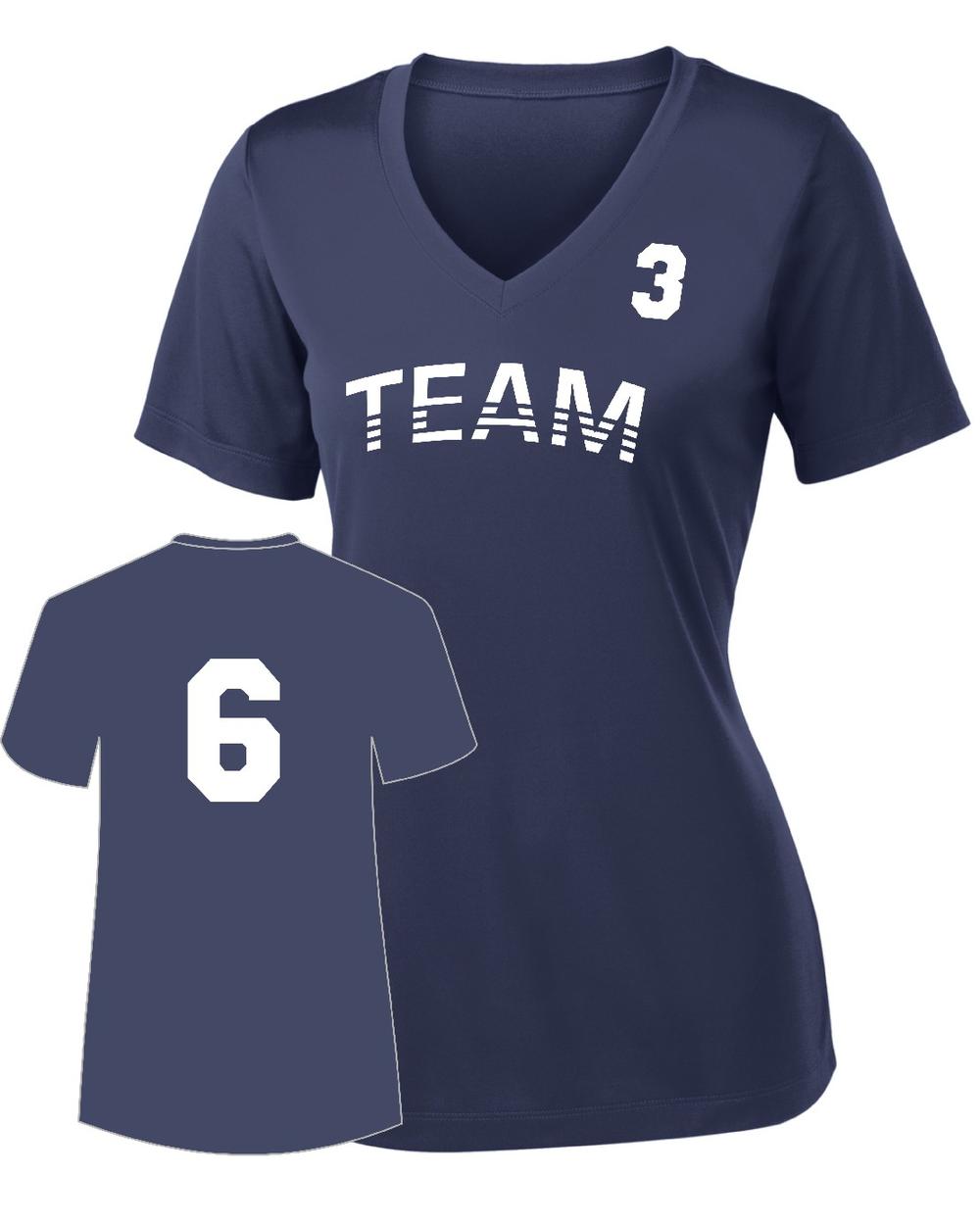Sport-TEK Women's PosiCharge Competitor Custom V-Neck T-Shirt, color: True Navy