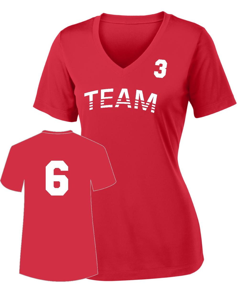 Sport-TEK Base Custom Performance V-Neck Jersey, color: True Red