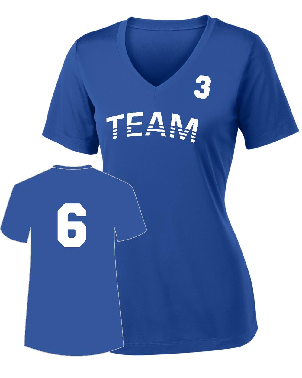 Sport-TEK Women's PosiCharge Competitor Custom V-Neck T-Shirt, color: True Royal