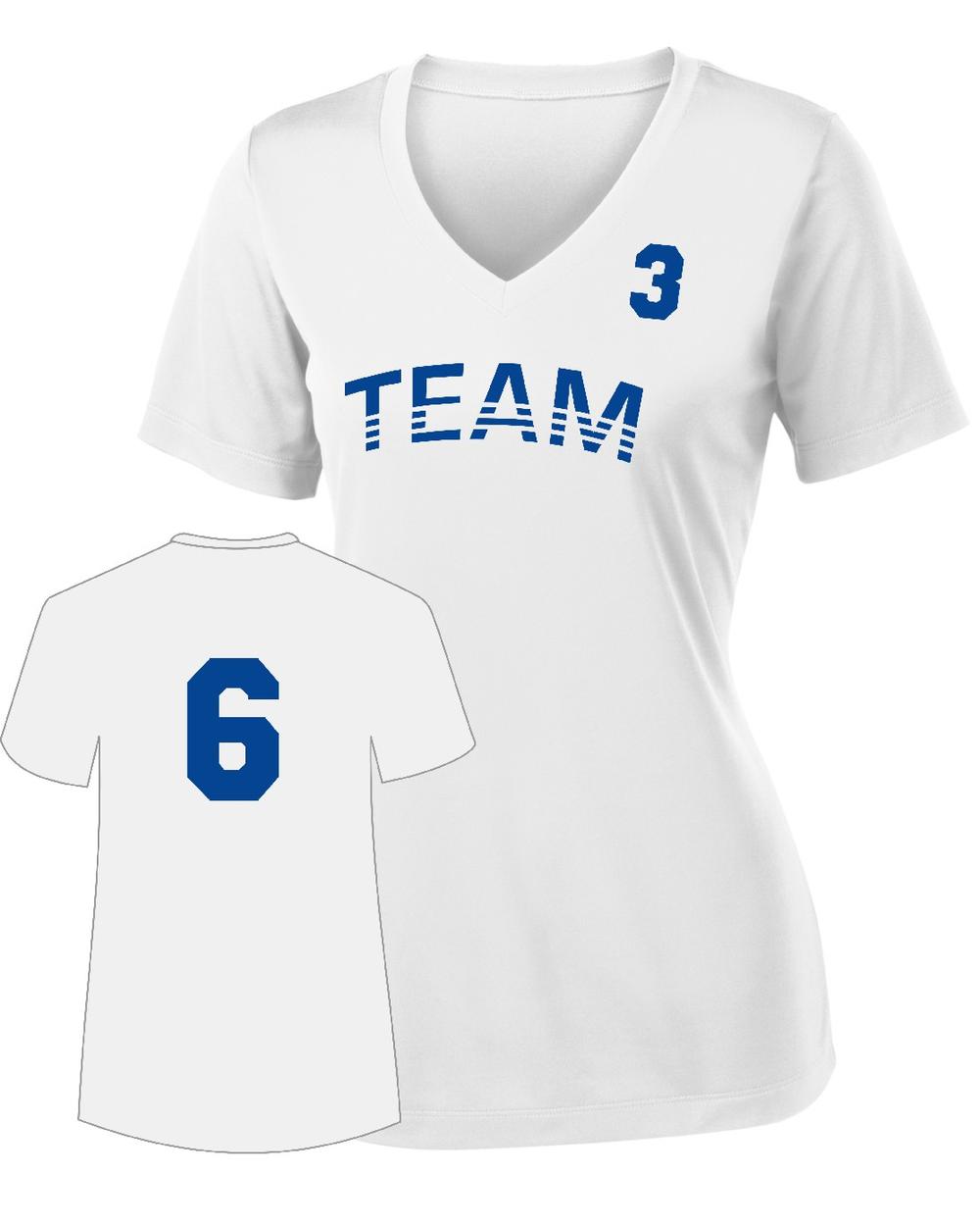 Sport-TEK Base Custom Performance V-Neck Jersey, color: White