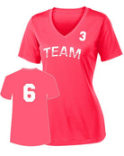 Sport-TEK Base Custom Performance V-Neck Jersey, color: Hot Coral
