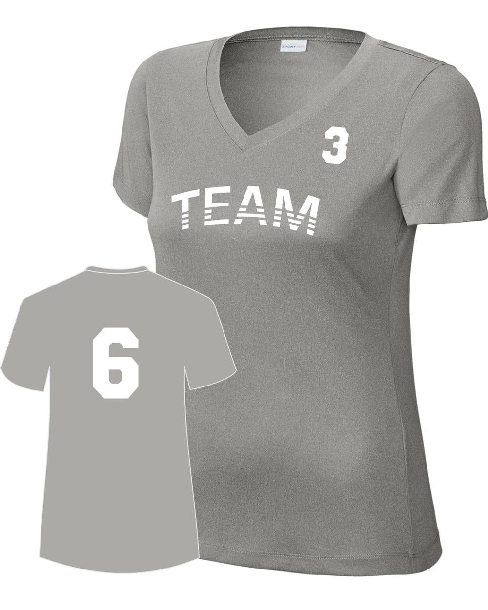 Sport-TEK Women's PosiCharge Competitor Custom V-Neck T-Shirt, color: Grey Concrete Heather