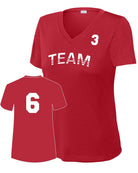Sport-TEK Base Custom Performance V-Neck Jersey, color: Deep Red