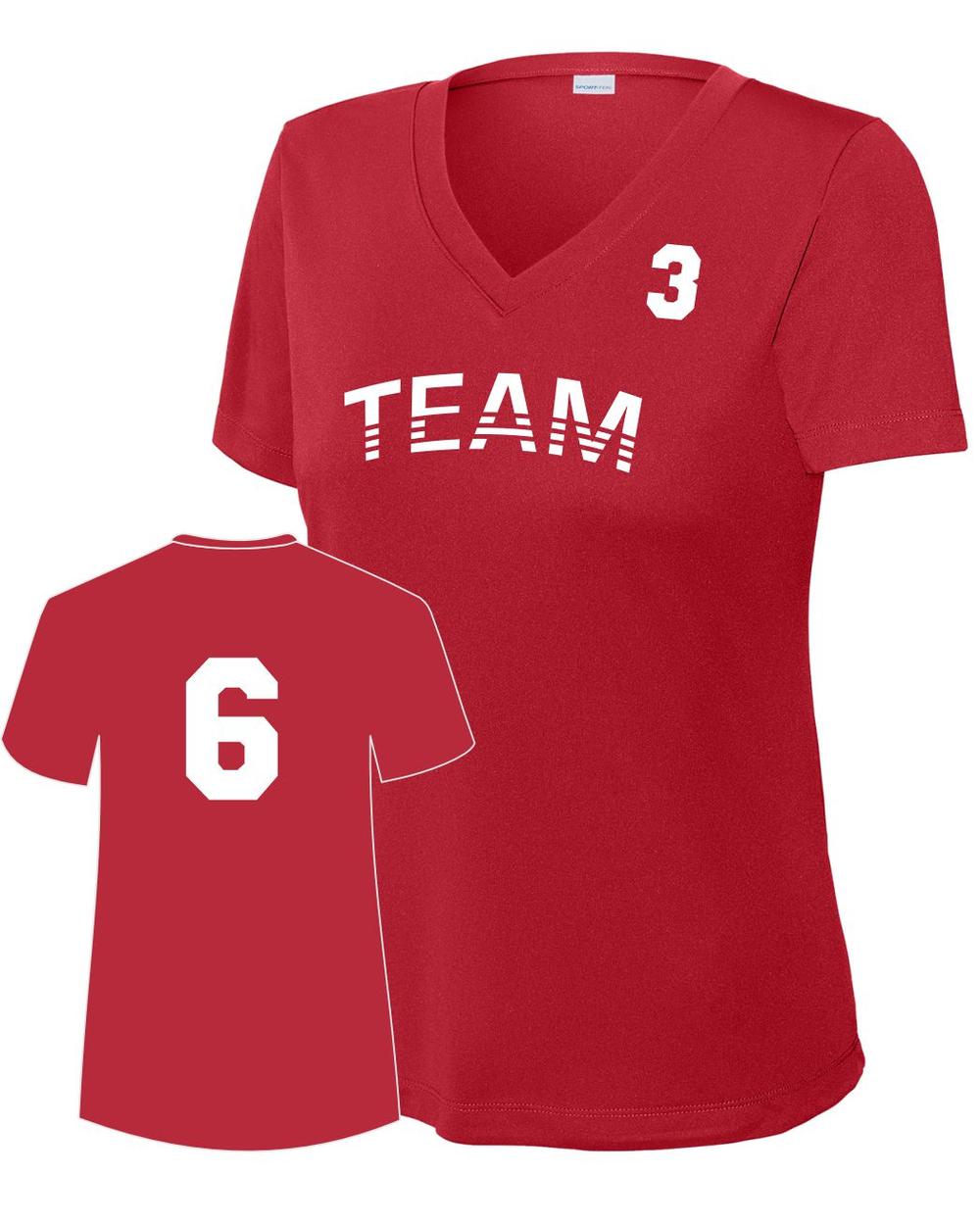 Sport-TEK Women's PosiCharge Competitor Custom V-Neck T-Shirt, color: Deep Red