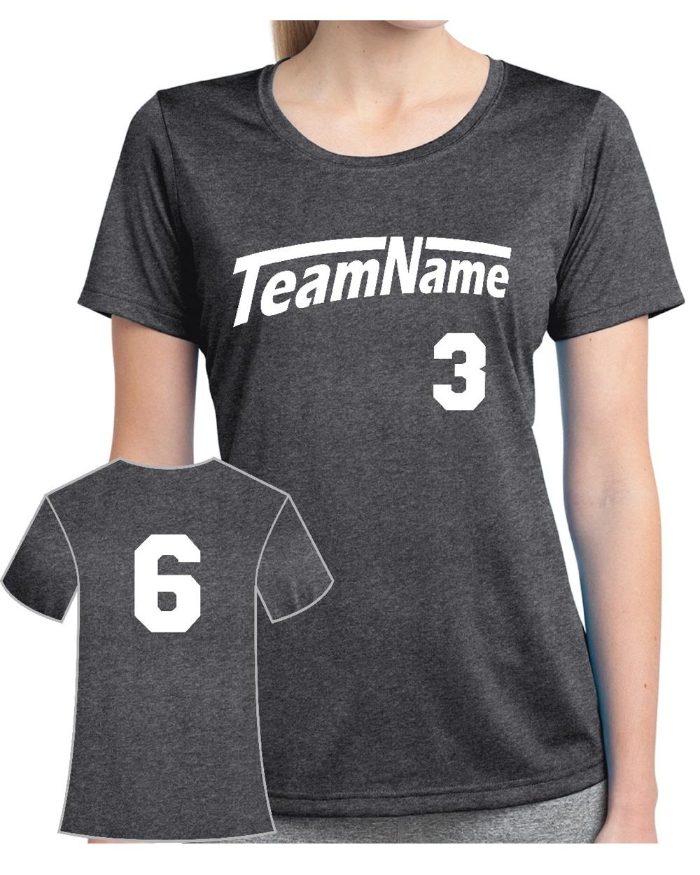 Sport-TEK Women's Heather Contender Custom Sports T-Shirt, color: Graphite Heather