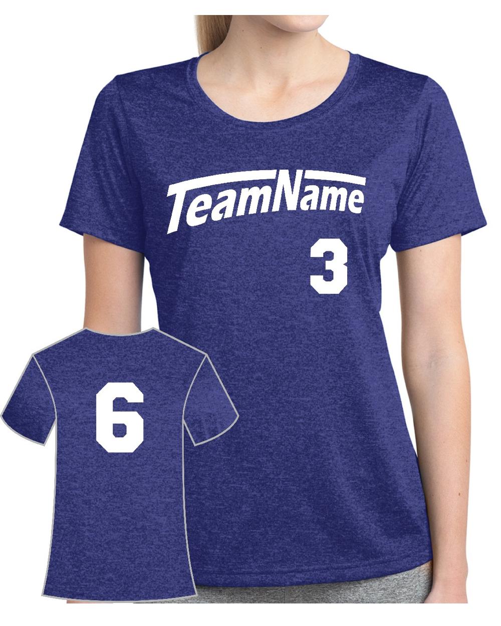 Sport-TEK Women's Heather Contender Custom Sports T-Shirt, color: Cobalt Heather
