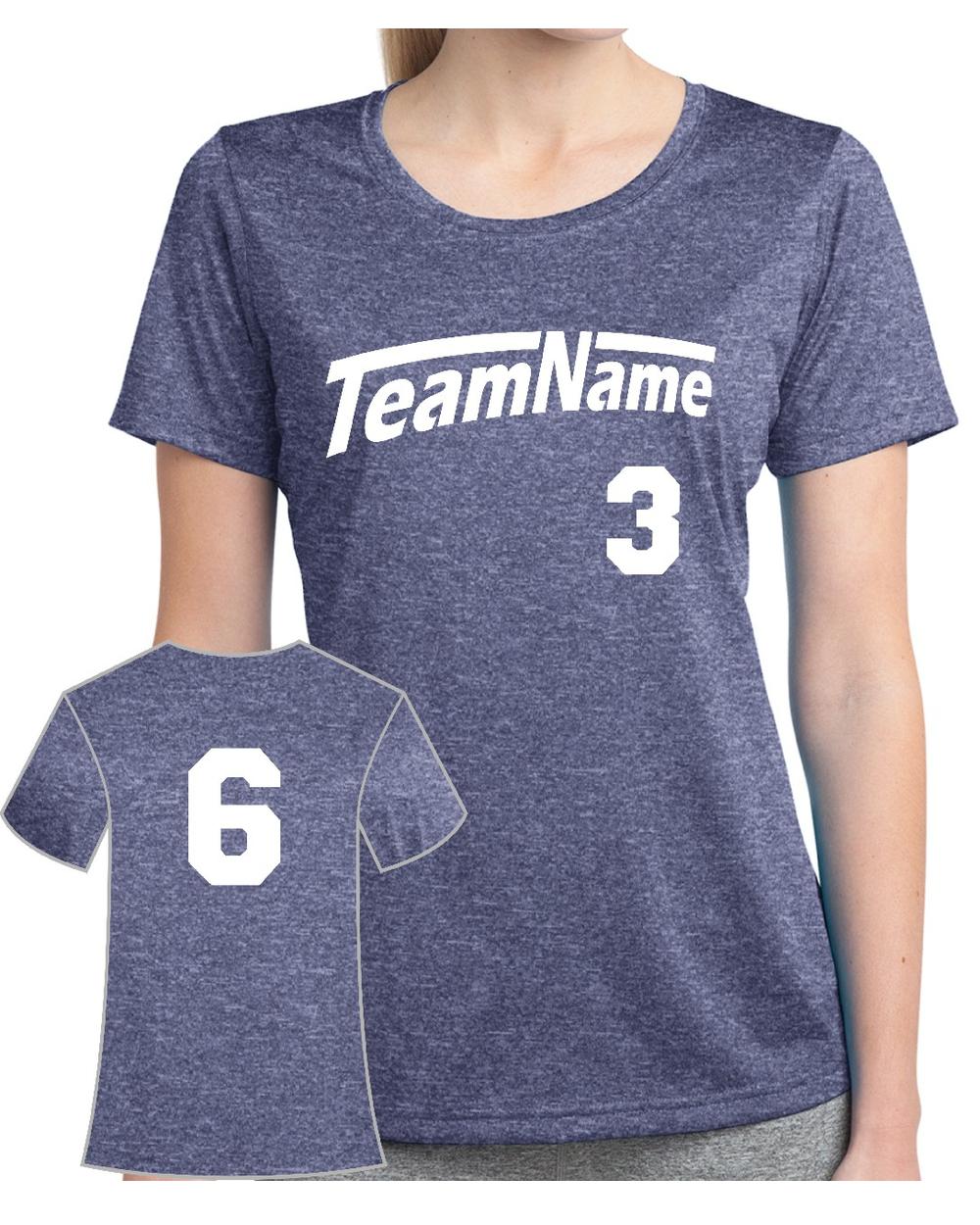 Sport-TEK Women's Heather Contender Custom Sports T-Shirt, color: True Navy Heather