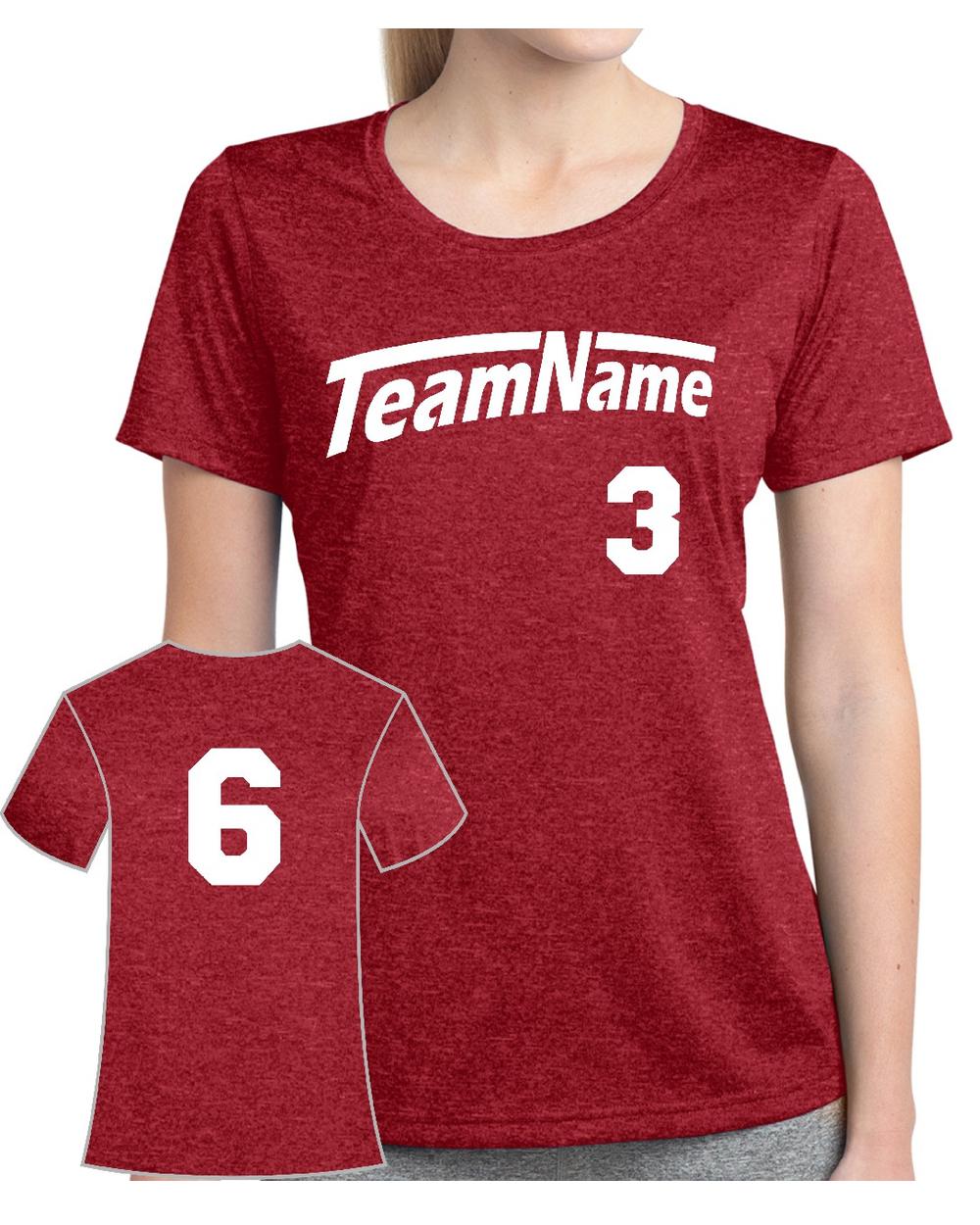 Sport-TEK Women's Heather Contender Custom Sports T-Shirt, color: Scarlet Heather