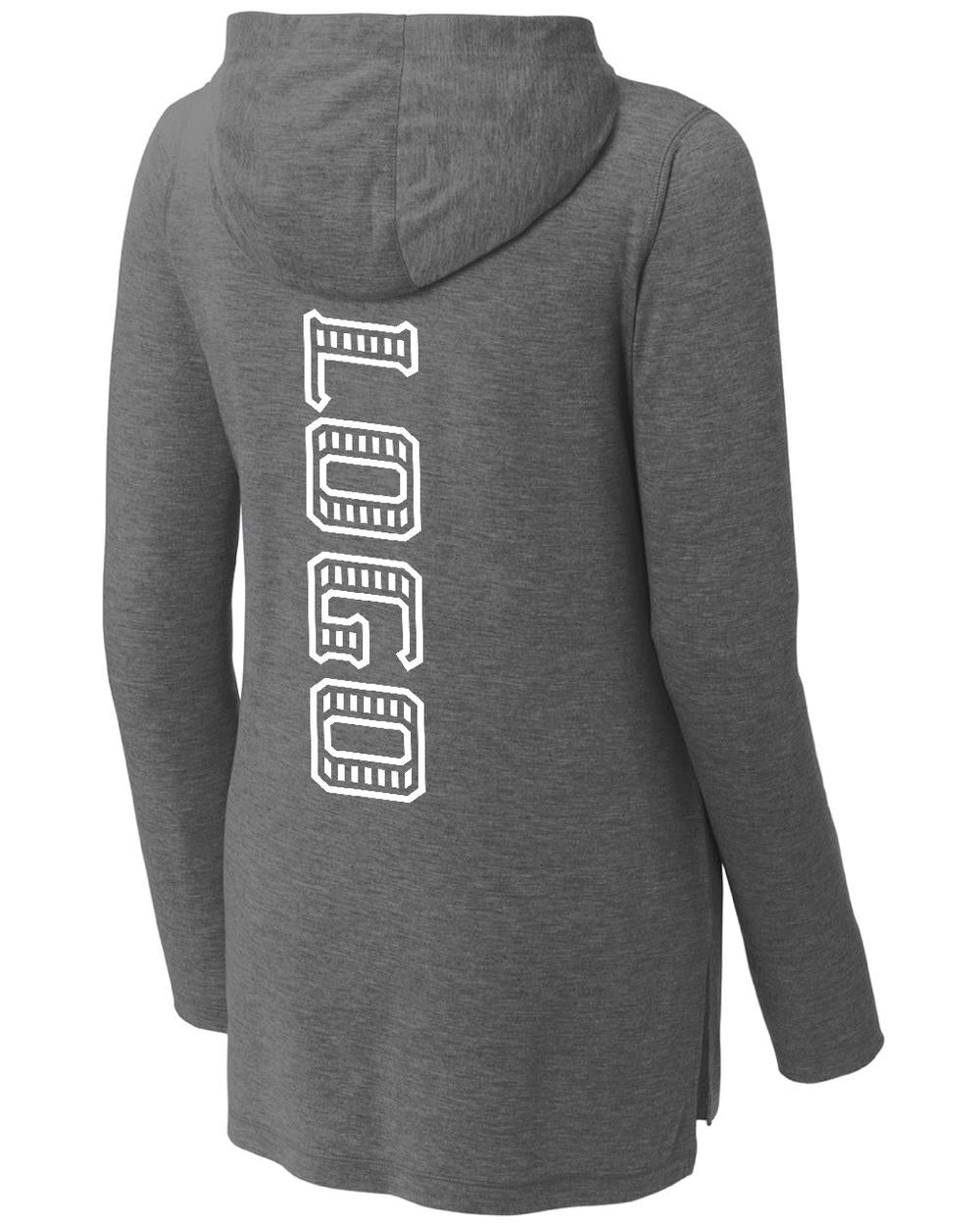 Sport-TEK Women's PosiCharge Tri-Blend L/S Custom Hoodie, color: Dark Grey Heather