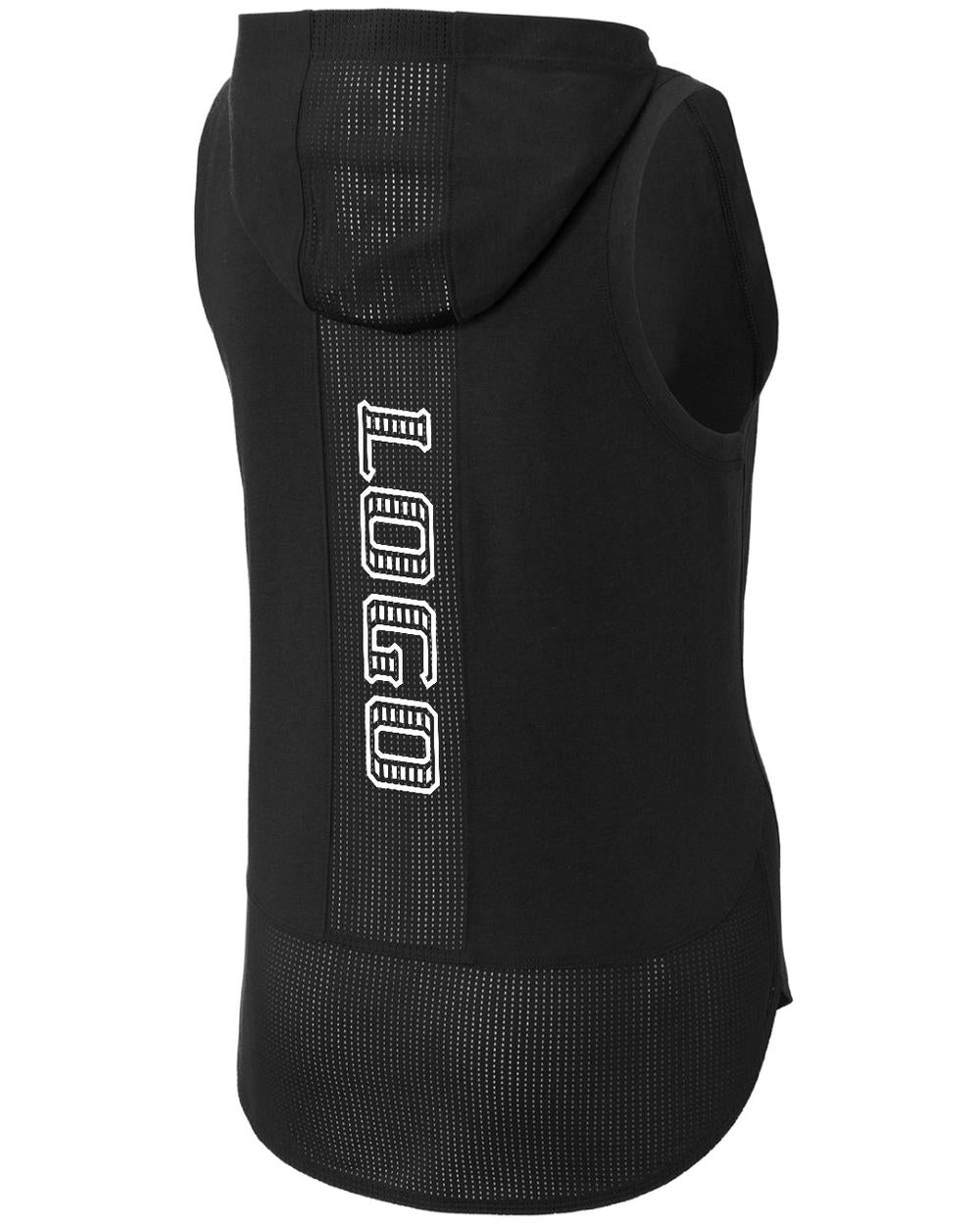 Sport-TEK Women's PosiCharge Tri-Blend Sleeveless Custom Hoodie, color: Black/Black