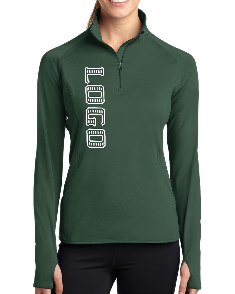 Sport-TEK Women's Wick Stretch 1/2-Zip Custom Pullover, color: Forest Green