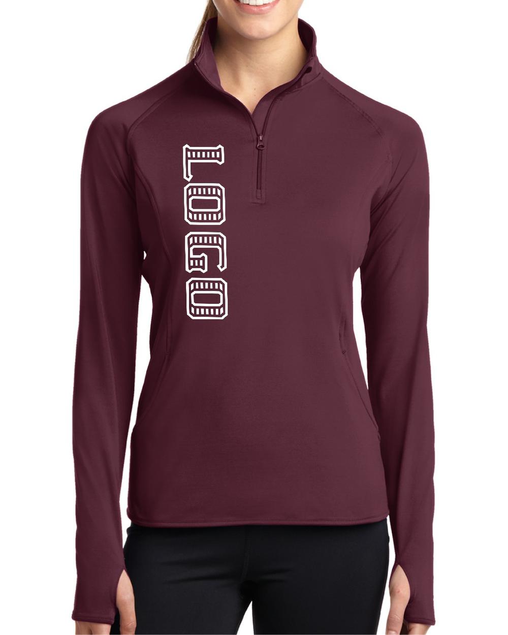 Sport-TEK Women's Wick Stretch 1/2-Zip Custom Pullover, color: Maroon