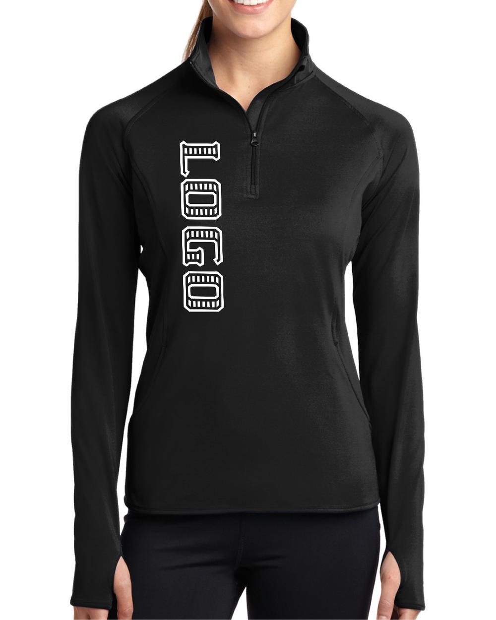Sport-TEK Women's Wick Stretch 1/2-Zip Custom Pullover, color: Black